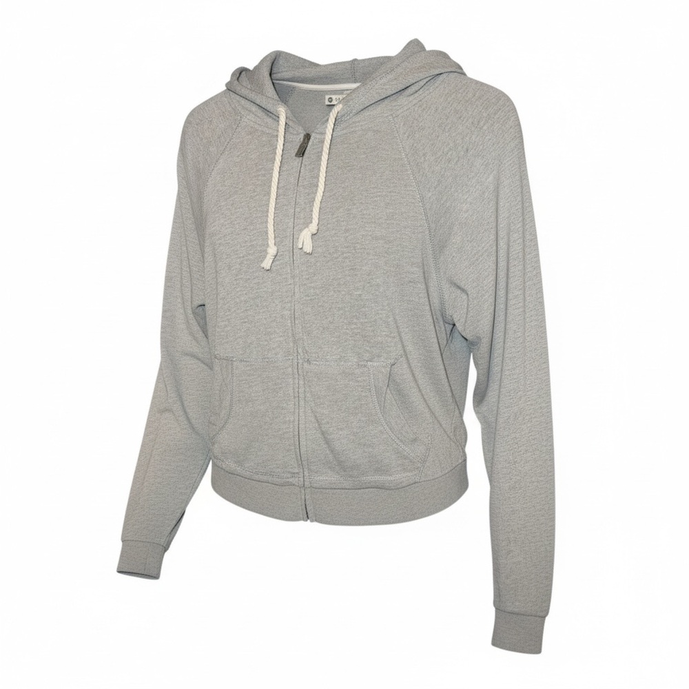 Roxy Gray Zip Up Hoodie Large Sequin Geometric Boho Surf Style